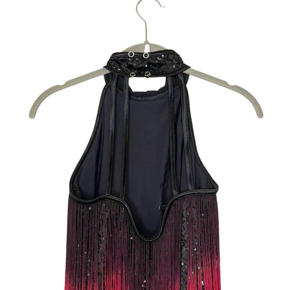 Weissman‎ Dancewear Fringe Red Sequin Dress Dance Costume Flapper Jazz Ombre 4/6 - Picture 6 of 8